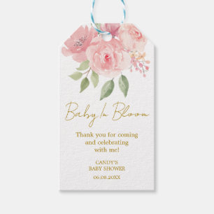 Etiquetas de presente de Chás de Bebê Rosa Obrigad