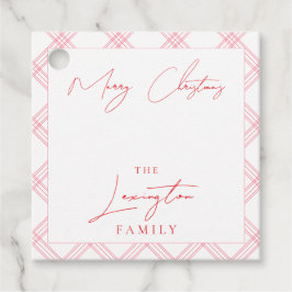 Etiquetas de Presente de Férias Xadrez - Rosa e Ve