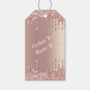 Etiquetas de Presente de Glitter Dourado rosa com
