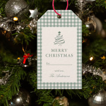 Etiquetas de Presente de Natal Alegre em Xadrez Gi