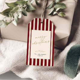 Etiquetas de Presente de Natal com Listras Vermelh