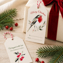 Etiquetas de Presente de Natal com Robin em Aquare