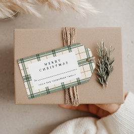 Etiquetas de Presente de Natal com Xadrez Verde