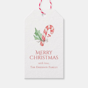 Etiquetas de Presente de Natal Holly Berries Candy