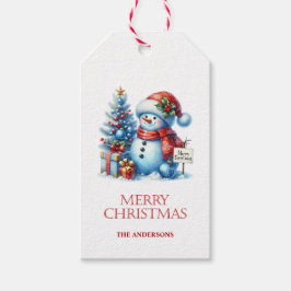 Etiquetas de Presente de Natal Homem de Neve