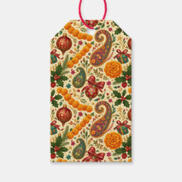 Etiquetas de Presente de Natal Marigold Paisley