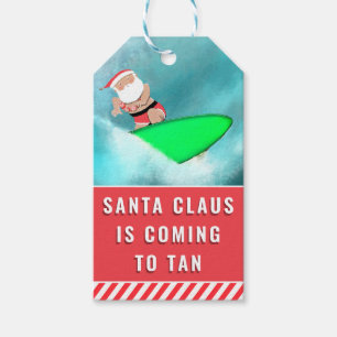 Etiquetas de Presente de Natal na Praia de Surf