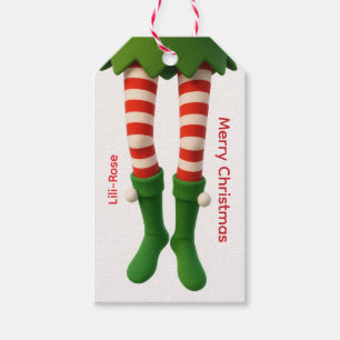 Etiquetas de Presente de Natal Pernas de Elfo Fé
