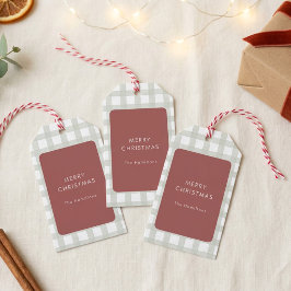 Etiquetas de Presente de Natal Rust Red Gingham Sa