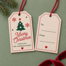 Etiquetas de Presente de Natal Vermelhas Nórdicas
