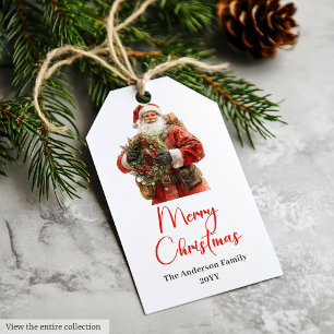 Etiquetas de Presente de Papai Noel Rústico Vintag