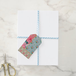 Etiquetas de presente de papel de parede cor-de-ro