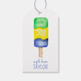 Etiquetas de Presente de Picolé Verde e Azul