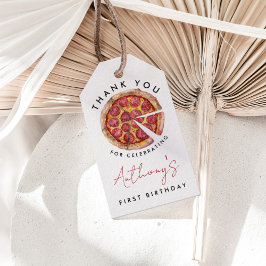 Etiquetas de Presente de Pizza de Aniversário 'Um