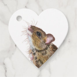 Etiquetas de presente de rato em forma de coração