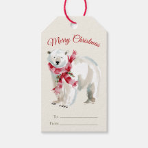 Etiquetas de Presente de Urso Polar em Aquarela pa