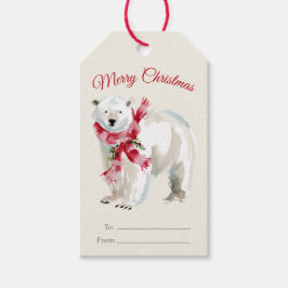 Etiquetas de Presente de Urso Polar em Aquarela pa