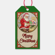 Etiquetas de Presente do Papai Noel Pintando uma C