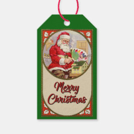 Etiquetas de Presente do Papai Noel Pintando uma C