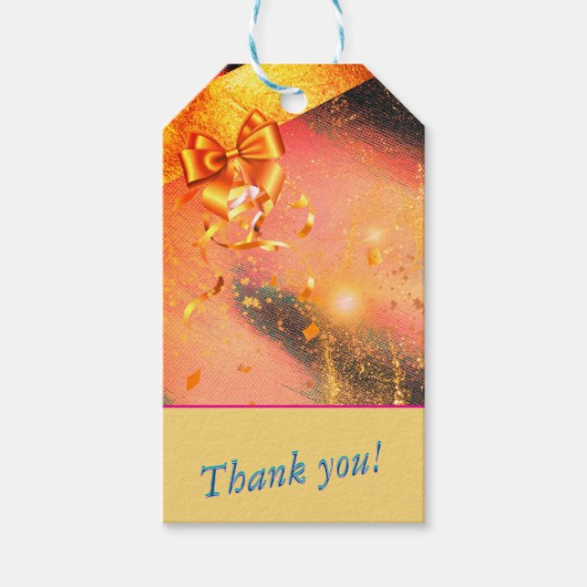 Etiquetas de Presente Douradas Vibrantes Personali (Frente)