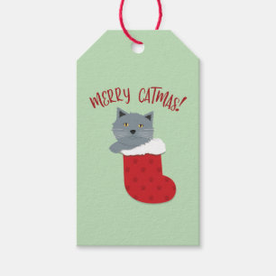 Etiquetas de Presente Feliz Natal dos Gatos