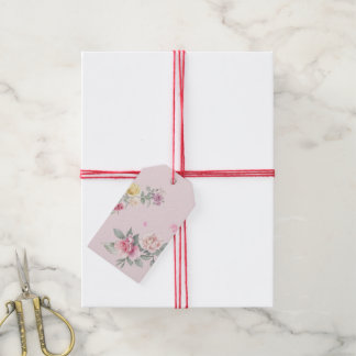 Etiquetas de Presente Florais Rosa de Aguarela Lux