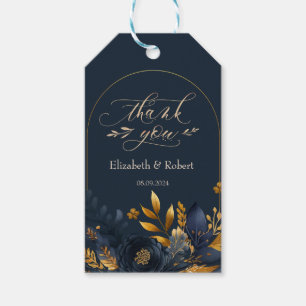 Etiquetas de Presente Flores Azul Marinho Folhas D