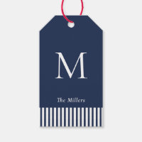 Etiquetas de Presente Monogramadas Náuticas Azul M