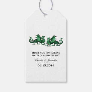 Etiquetas de Presente para Dragões Elegantes Verde