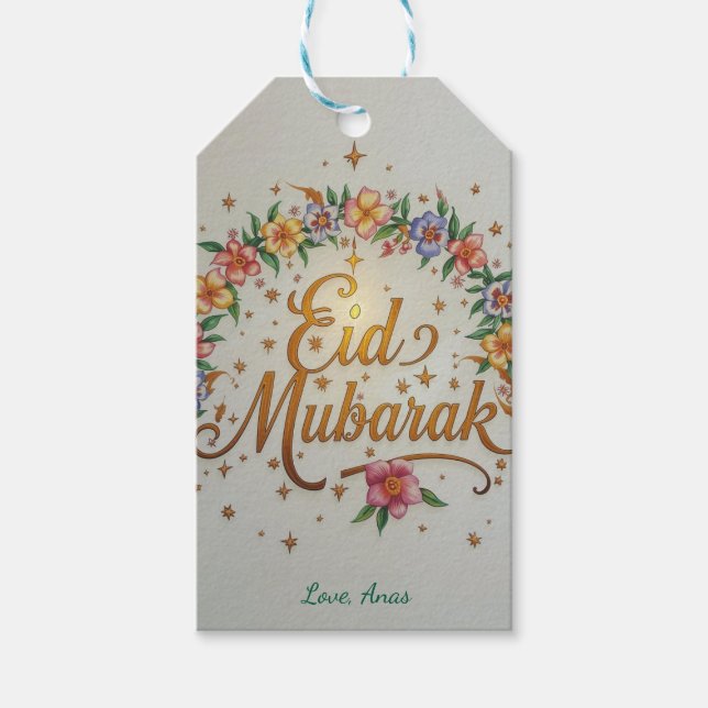 Etiquetas de presente personalizadas Eid Mubarak (Frente)