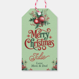 Etiquetas de Presente Verde Pastel Feliz Natal
