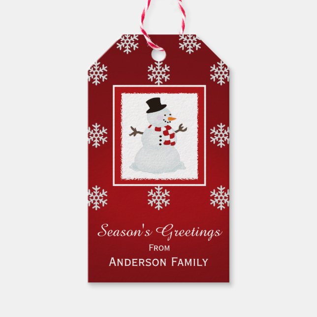 Etiquetas de Presente Vermelho Personalizadas Snow (Frente)