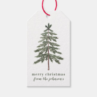 Etiquetas de presentes da árvore de aquarelas