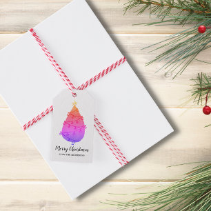 Etiquetas de presentes da árvore de Natal roxa, r