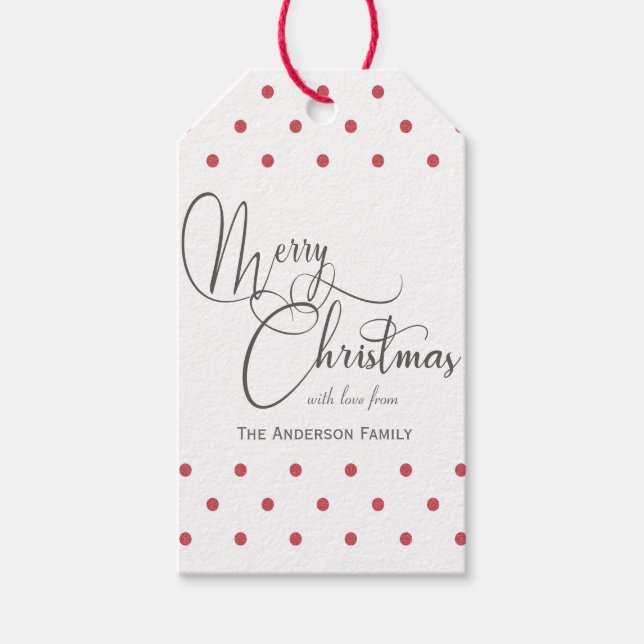 Etiquetas de presentes da bolinhas vermelha (Frente)