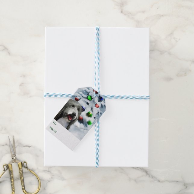 Etiquetas de presentes da Collie (Com cordão)