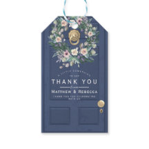 Etiquetas de presentes da porta de casamento azul