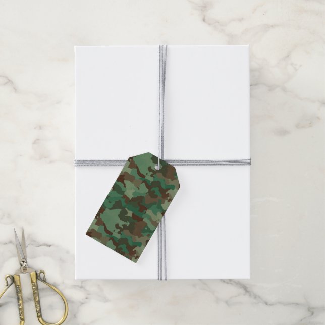 etiquetas de presentes de camuflagem militar (Com cordão)