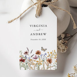 Etiquetas de presentes de casamento de boho branco