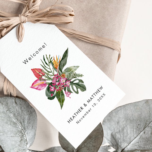 Etiquetas de presentes de casamento tropical (Tropical Floral Wedding Gift Tags by Painted Paperie
)