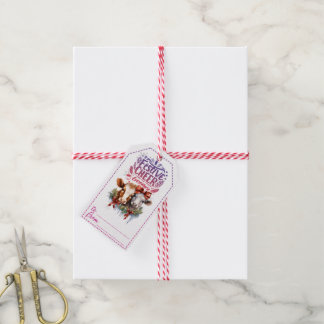 Etiquetas de presentes de Natal com tema de vaca p