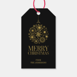 Etiquetas de presentes de Natal Douradas no Floco