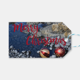 Etiquetas de presentes de Natal feliz na costa