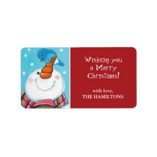 Etiquetas de presentes de Natal para Snowman e Blu