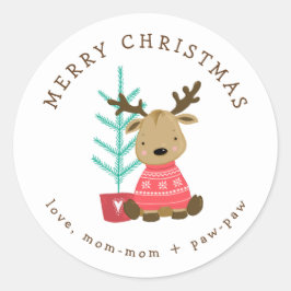 Etiquetas de presentes de Natal, renas bonitinhas 