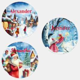 Etiquetas de presentes de Natal Vintage Watercolor