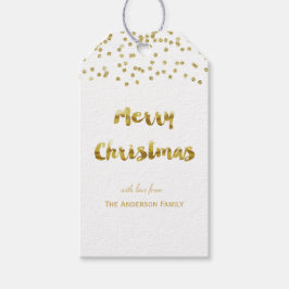 Etiquetas de presentes de ouro de Natal Merry