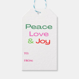 Etiquetas de presentes e amor à paz coloridas e di