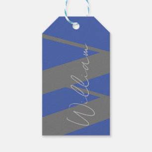 etiquetas de presentes Monograma nome azul cinza p