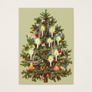 Etiquetas de presentes na árvore de natais vintage